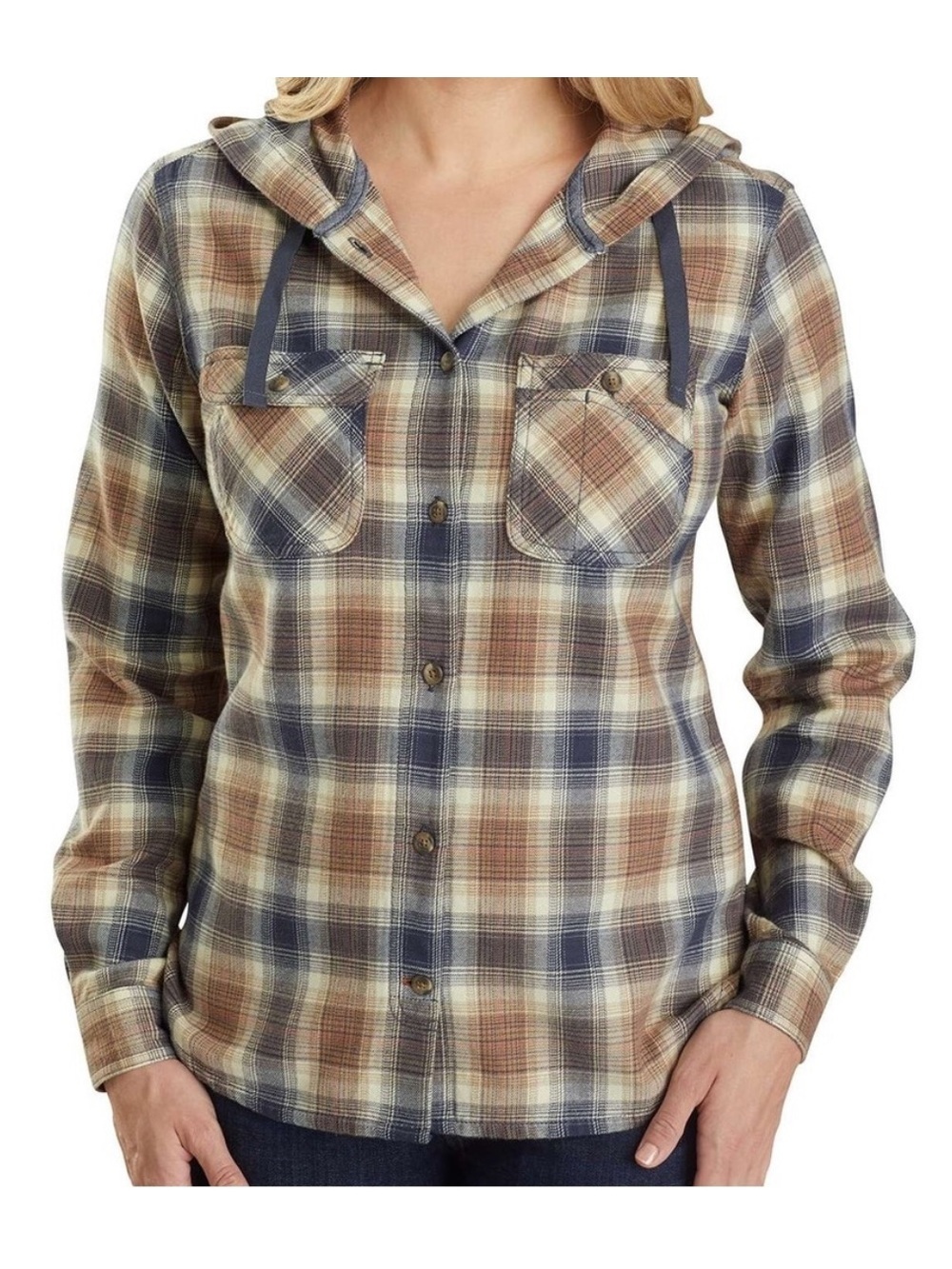 Carhartt Relaxed Fit Hooded Plaid Flannel Shirt Women’s Small